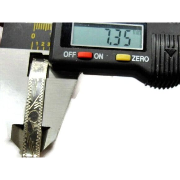 925 Hinged Bangle Bracelet Engraving Square Shape Sterling Silver Patina - Picture 5 of 12